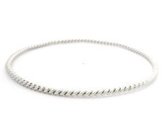 18k White Gold Twisted Cable Slip On Classic Stackable Bangle Bracelet