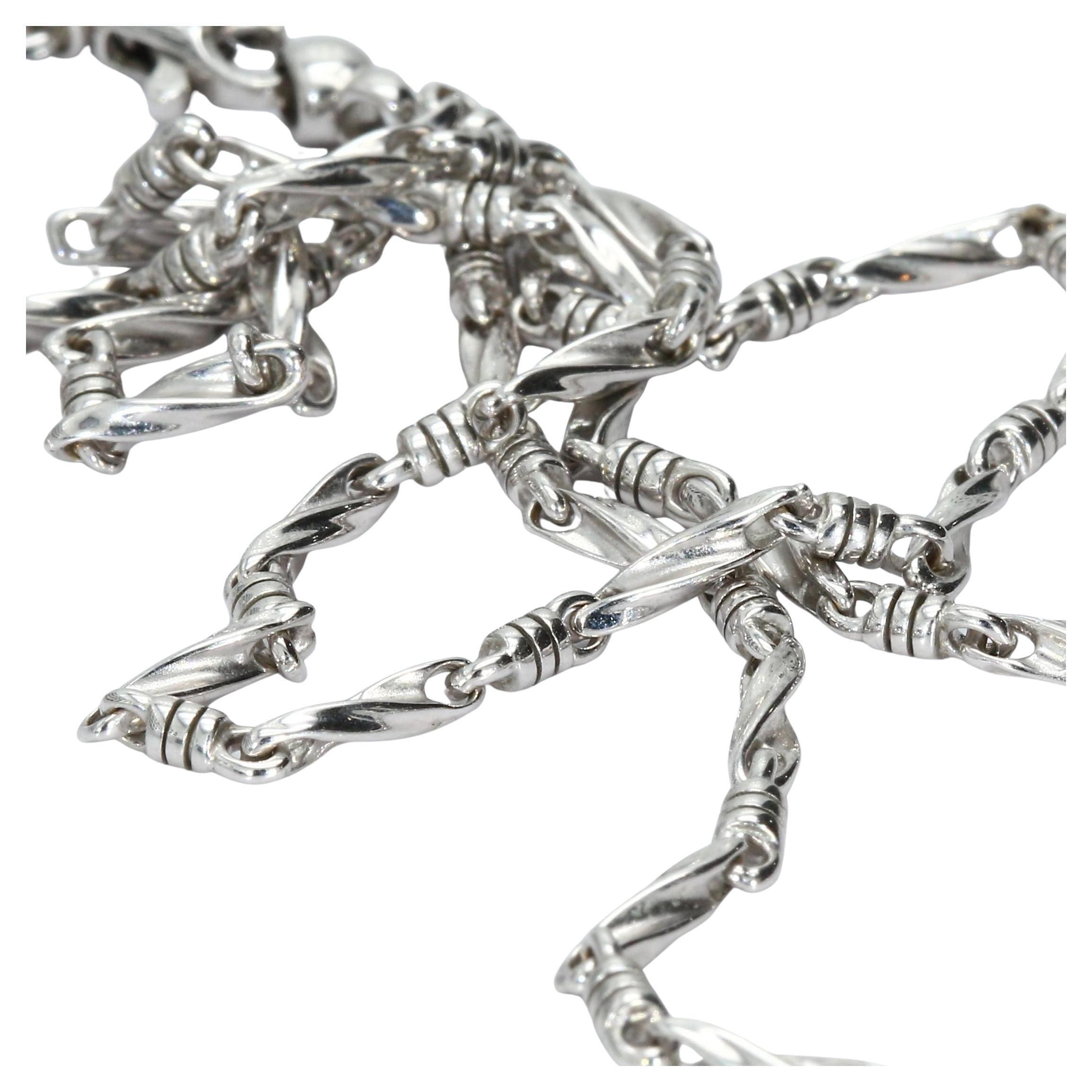 Collar de cadena de eslabones trenzados de oro blanco de 18 quilates - 20 pulgadas en venta