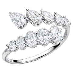 Ovaler Diamant-Bypass-Ring mit Birnenform, 1,89 ct, 18 Karat Weißgold, Jubiläumsgeschenk