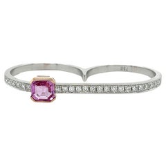 Anello con zaffiro rosa bicolore in oro bianco 18 carati
