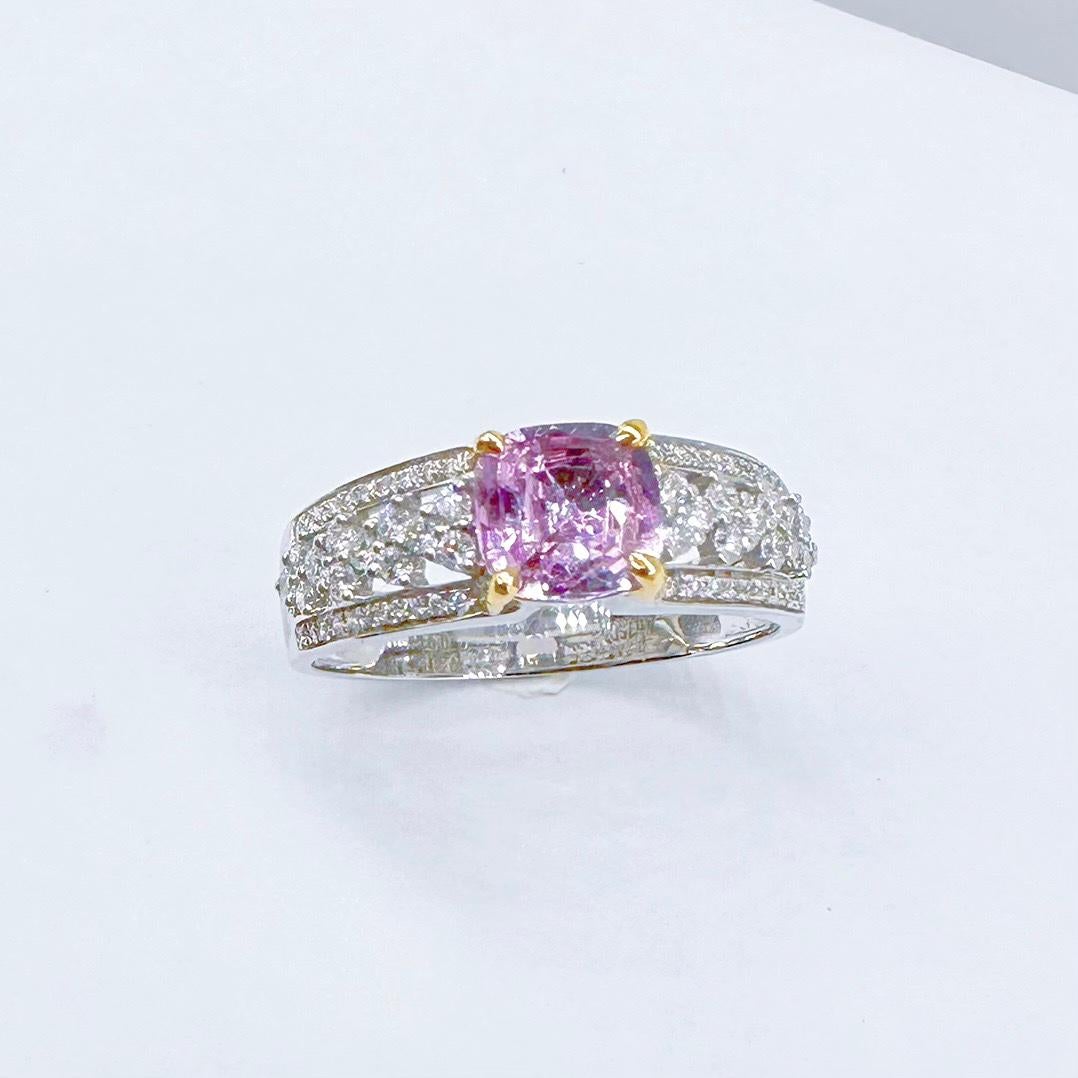 18K White Gold Unheated Purple Sapphire Ring with Diamonds

1 Cushion-Cut Purple Sapphire - 0.93 CT
(Unheated)

Diamonds - 0.30 CT
18K Gold - 2.66 GM