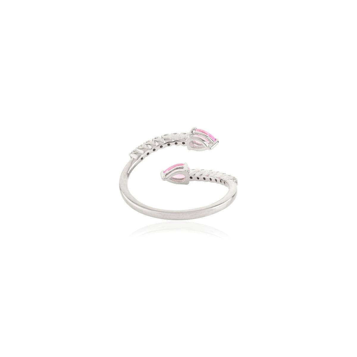 in vendita:  Anello in oro bianco 18 carati con zaffiro rosa perlato e diamanti, unico nel suo genere. 3