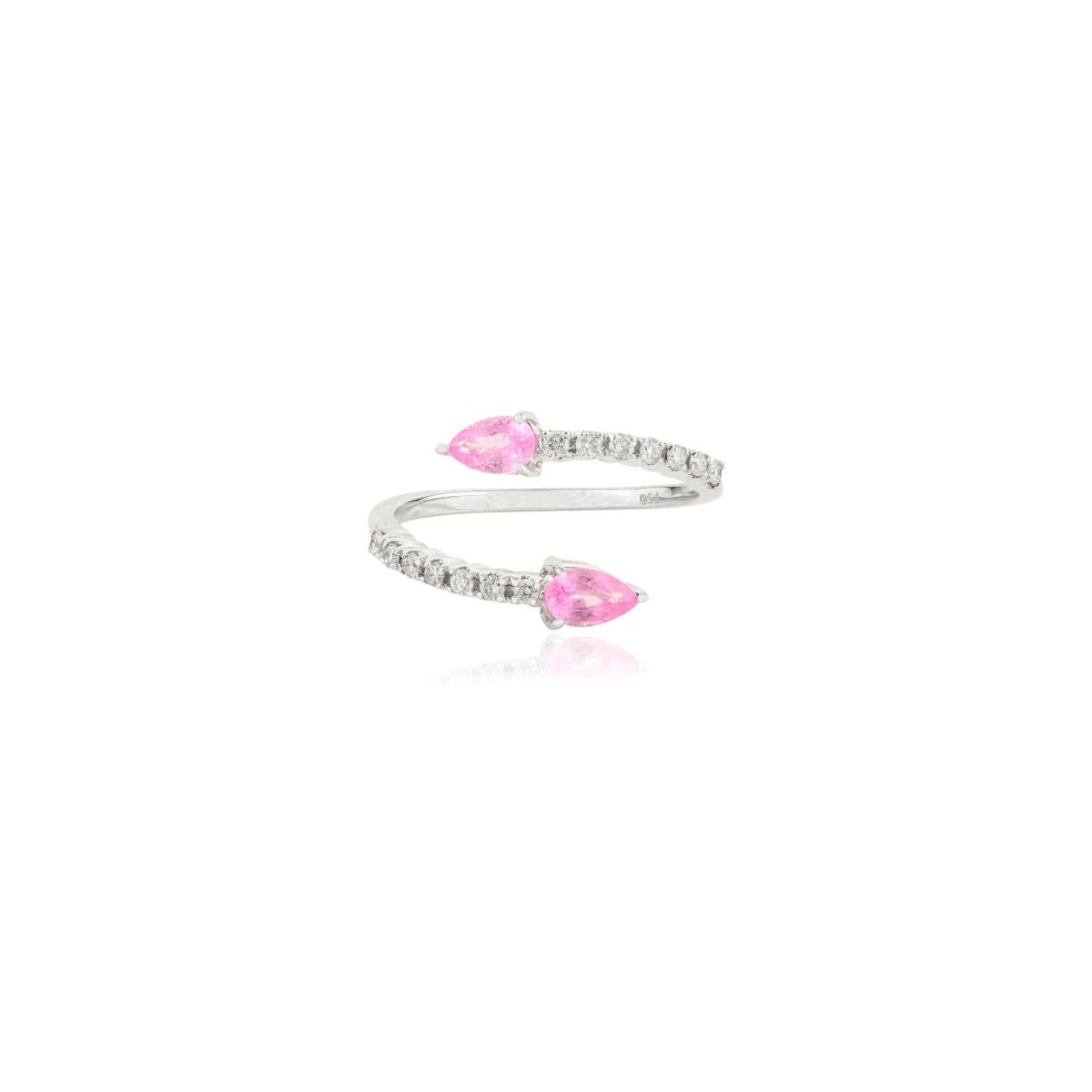 in vendita:  Anello in oro bianco 18 carati con zaffiro rosa perlato e diamanti, unico nel suo genere. 5