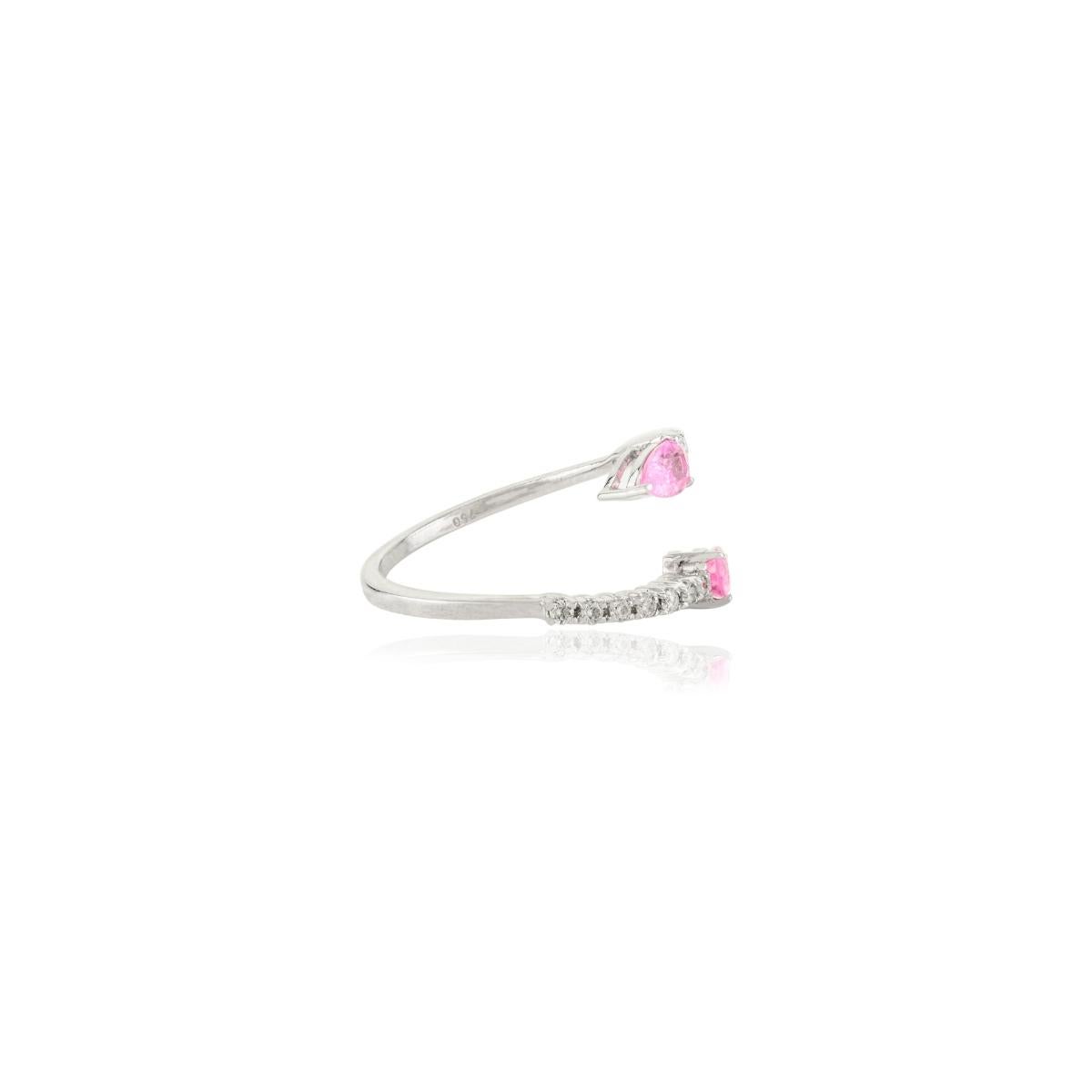 in vendita:  Anello in oro bianco 18 carati con zaffiro rosa perlato e diamanti, unico nel suo genere. 8