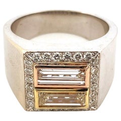 18k White Gold Unisex Baguette Ring