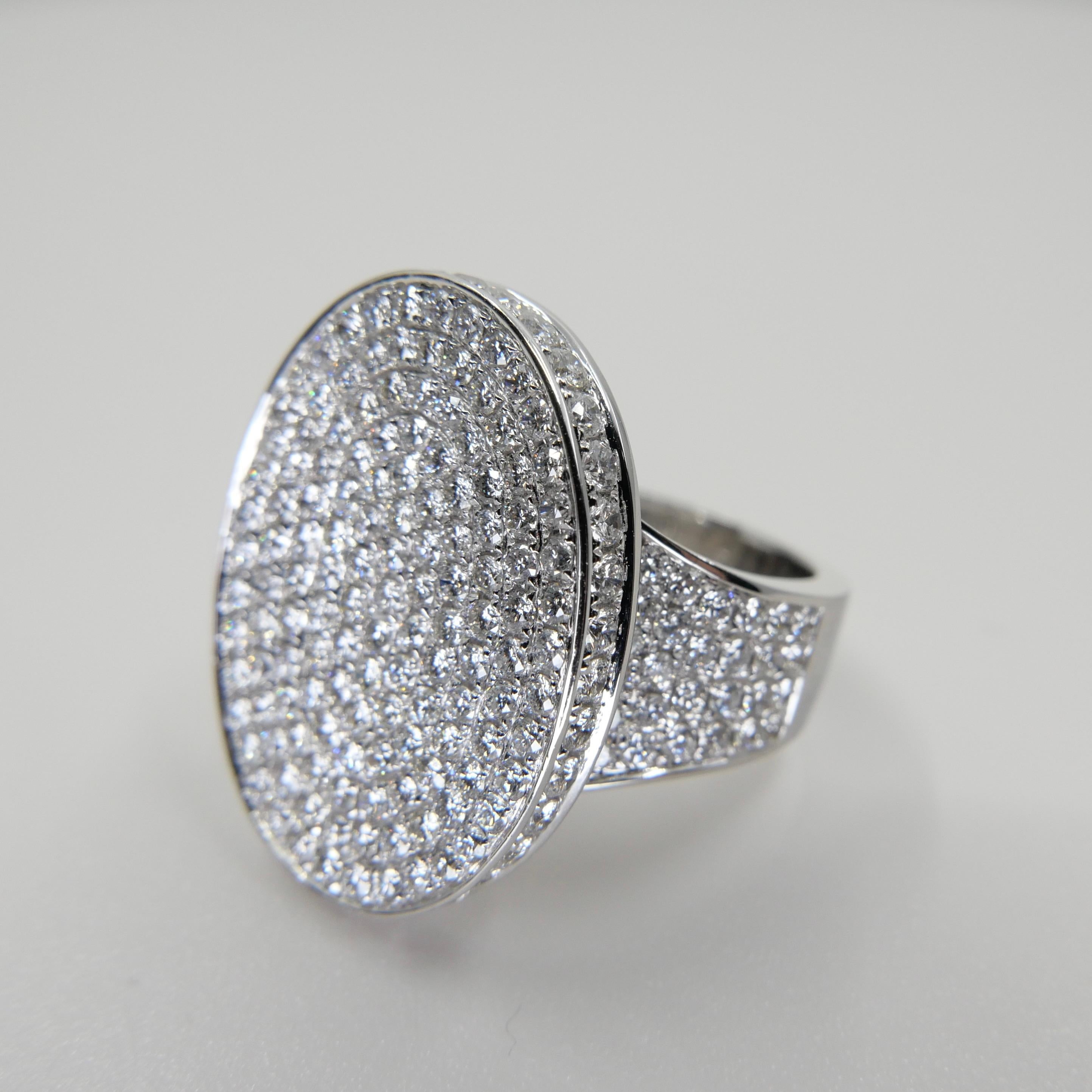 18K White Gold Unisex Cluster Diamond Cocktail Ring, 237 Diamonds, 2.79 CTW For Sale 7