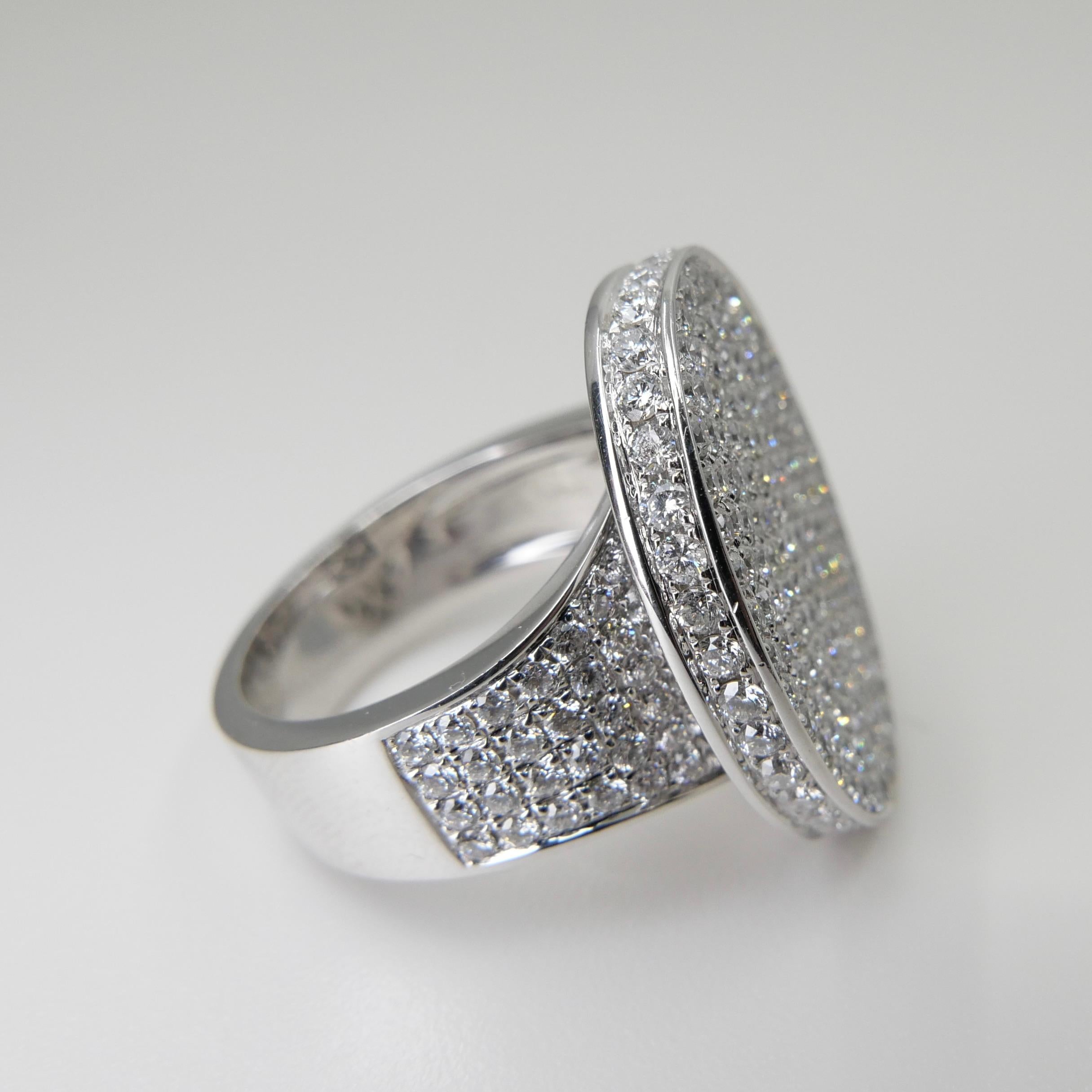 18K White Gold Unisex Cluster Diamond Cocktail Ring, 237 Diamonds, 2.79 CTW For Sale 9