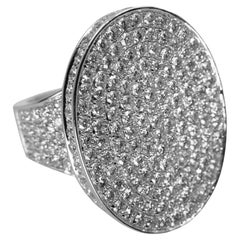 18K White Gold Unisex Cluster Diamond Cocktail Ring, 237 Diamonds, 2.79 CTW