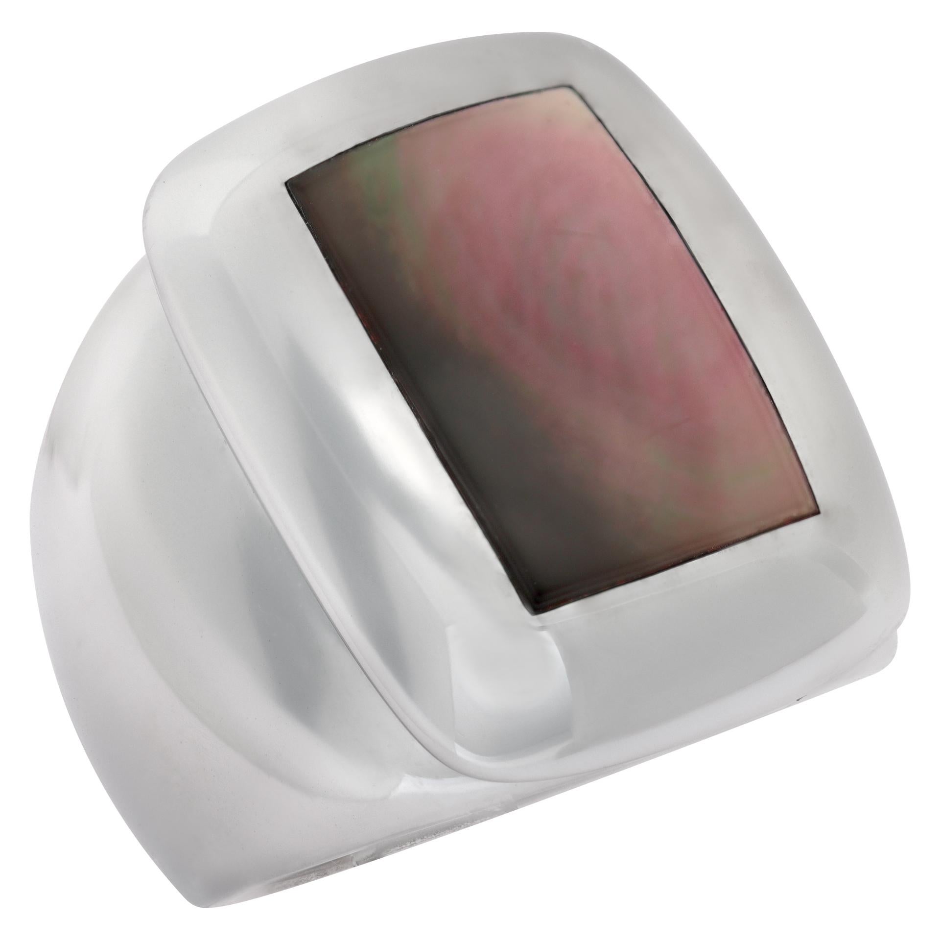 18 Karat Weißgold Van Cleef & Arpels Babylon Kollektion Abalone Dome Ring im Zustand „Hervorragend“ im Angebot in Surfside, FL