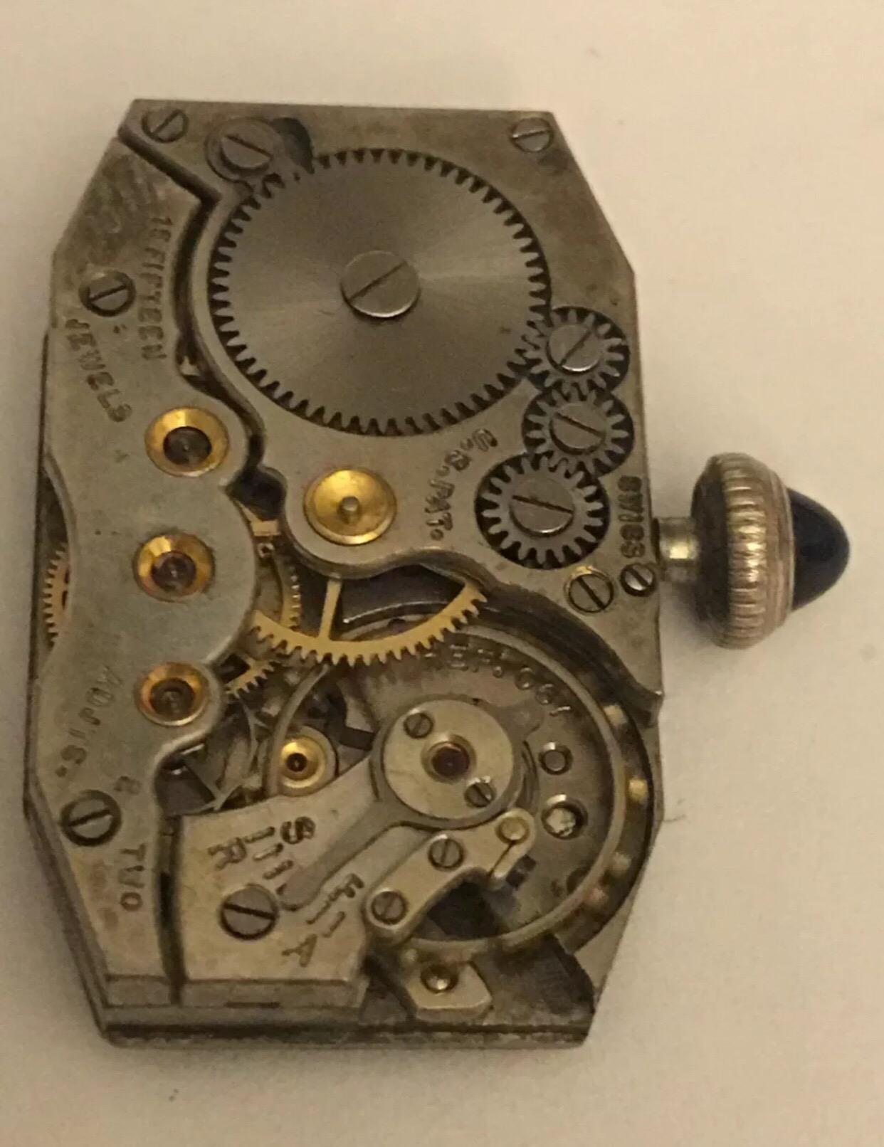 Women's or Men's 18 Karat White Gold Vintage 1920s Hand-Winding Swiss Made Cocktail Watch
