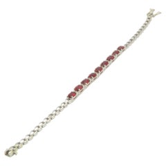 18k White Gold Vintage 5.10ct Oval Bright Red Ruby & 0.24ct Diamond Bracelet