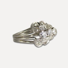 18K White Gold Vintage Diamond & Cubic Zirconia Ring