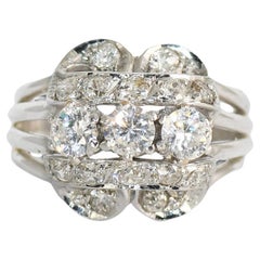 18 Karat Weißgold Vintage Diamant & kubischer Zirkonia-Ring