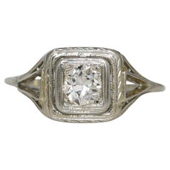 18K White Gold Vintage Diamond Ring 0.30ct