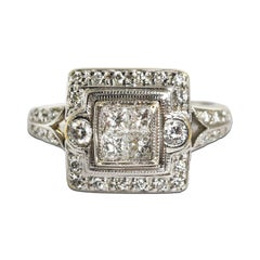 18K White Gold Vintage Diamond Ring 0.50ct
