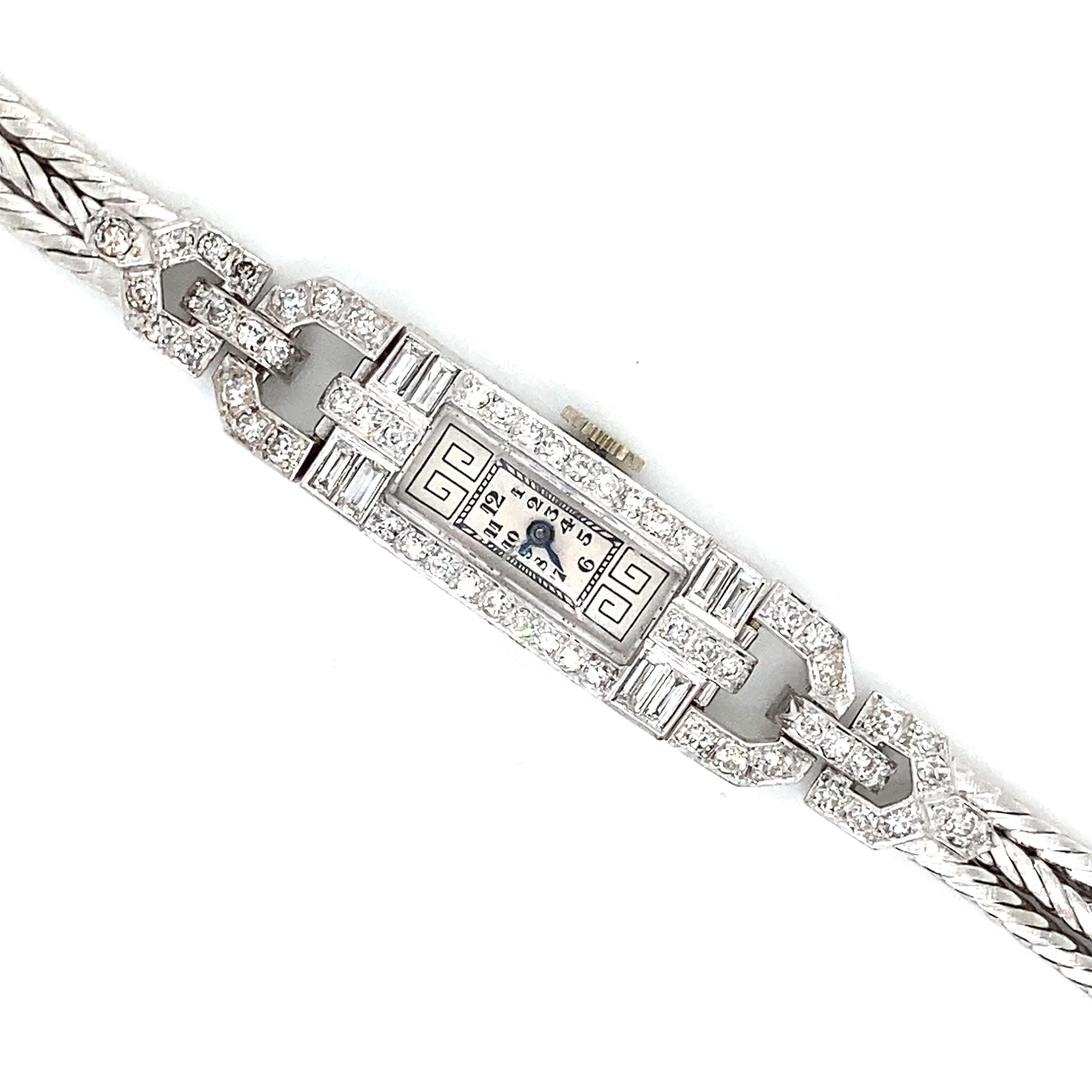 18k White Gold Vintage Diamond Watch For Sale at 1stDibs