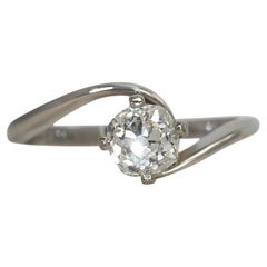 18K White Gold Vintage Old Mine Diamond Ring, .70ct, 2.8g