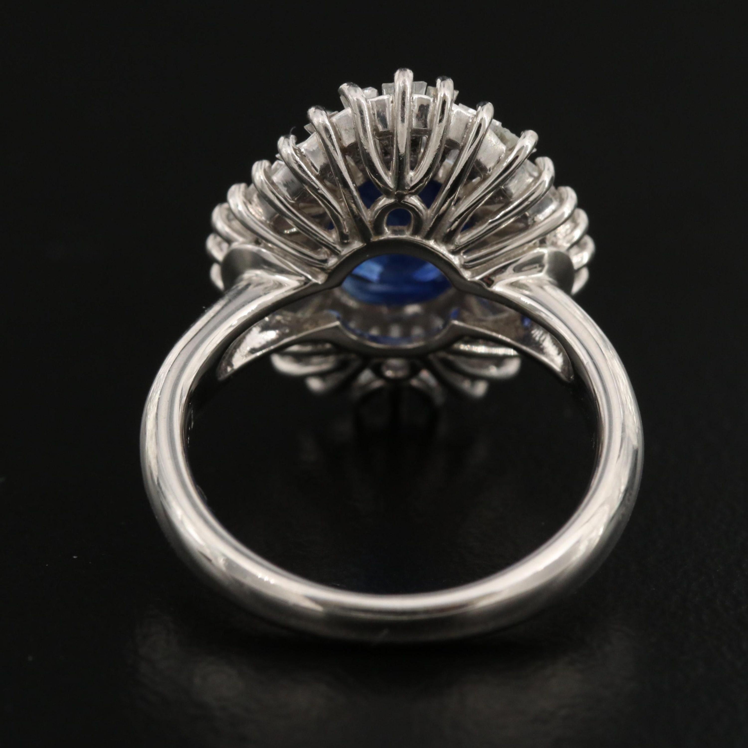 For Sale:  2 Carat Vintage Sapphire Engagement Ring, Halo Sapphire Diamond Cocktail Ring 3