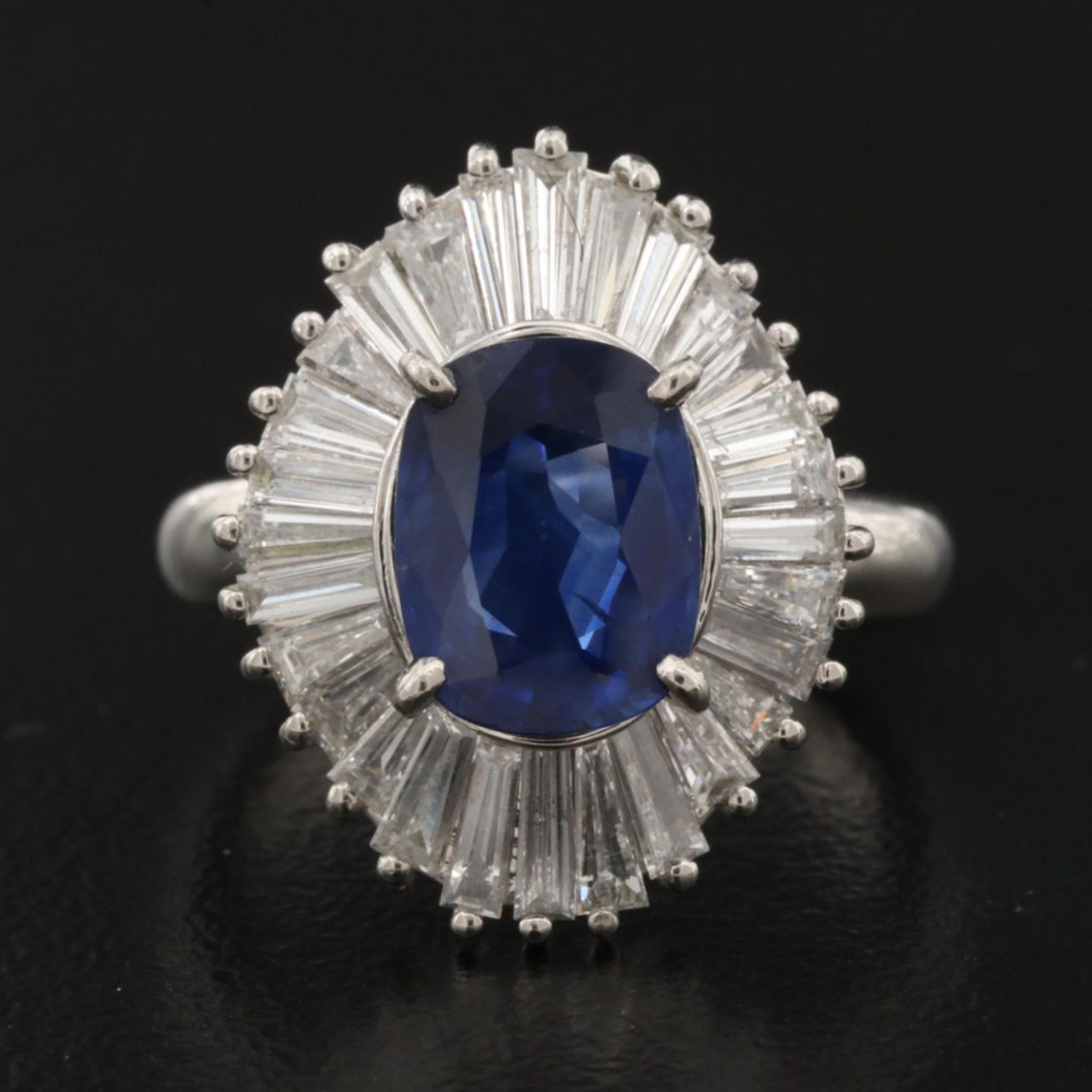 For Sale:  2 Carat Vintage Sapphire Engagement Ring, Halo Sapphire Diamond Cocktail Ring 4