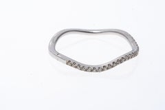 18k White Gold Wavy Diamond Band Ring, App. 0.125 TCW