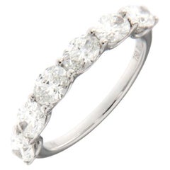 18K White Gold Wedding Band: Premium - Oval East-West Shared Prong (GIA)