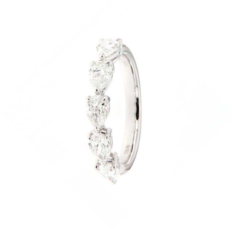 Fascia nuziale in oro bianco 18 carati: Premium - Pera Est-Ovest a punte condivise (GIA) In condizioni Nuovo in vendita a Hong Kong, HK