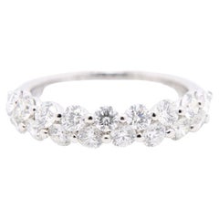 18K White Gold Two-Row Domed Round Diamond Band