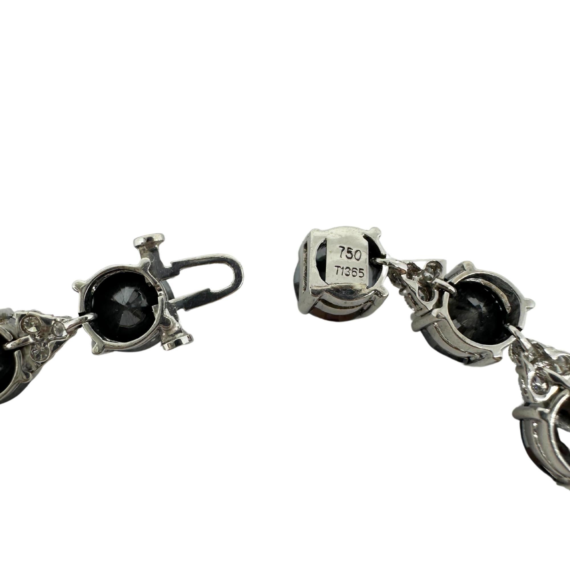 18k White Gold White and Black Diamond Bracelet For Sale 4