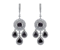 18K White Gold, White and Black Diamond Earrings