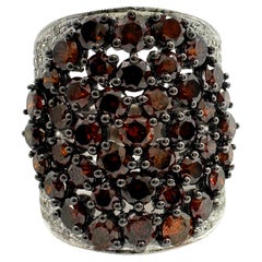 18K White Gold White and Brown Diamond Wide Band Ring
