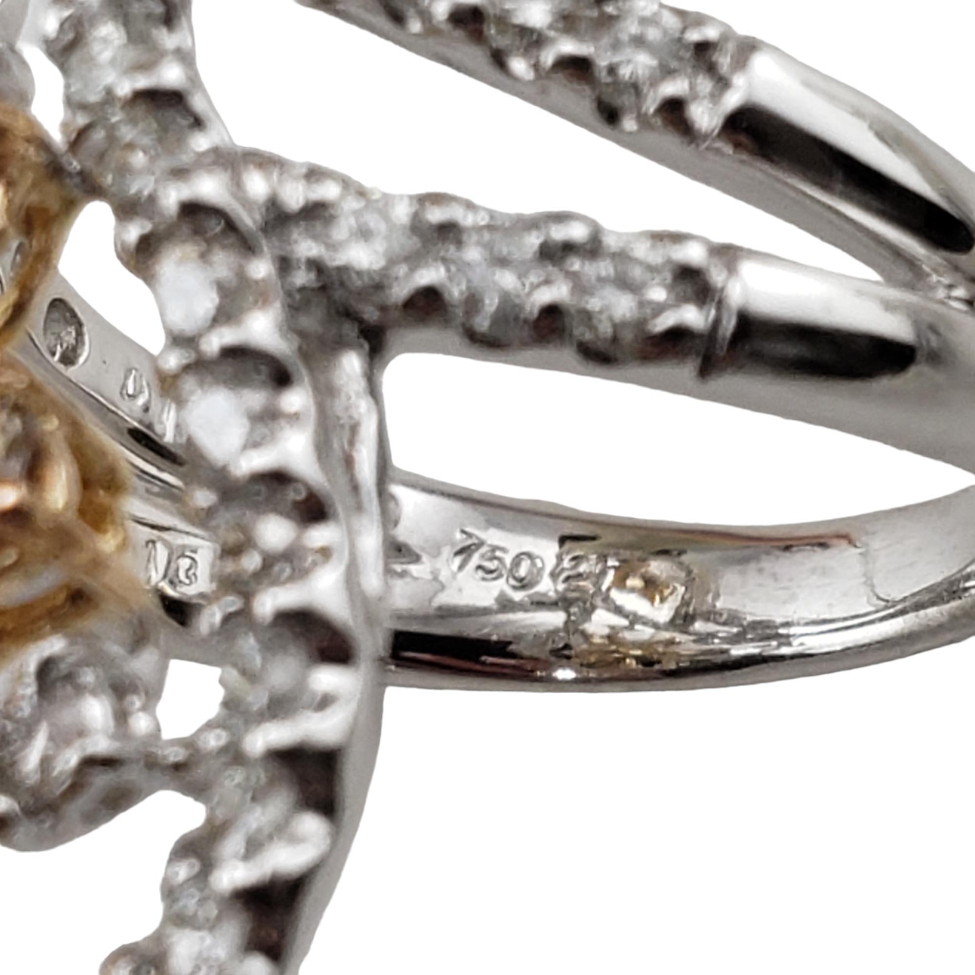 Women's 18K White Gold White & Champagne Diamond Ring Size 6.5 #15911 For Sale