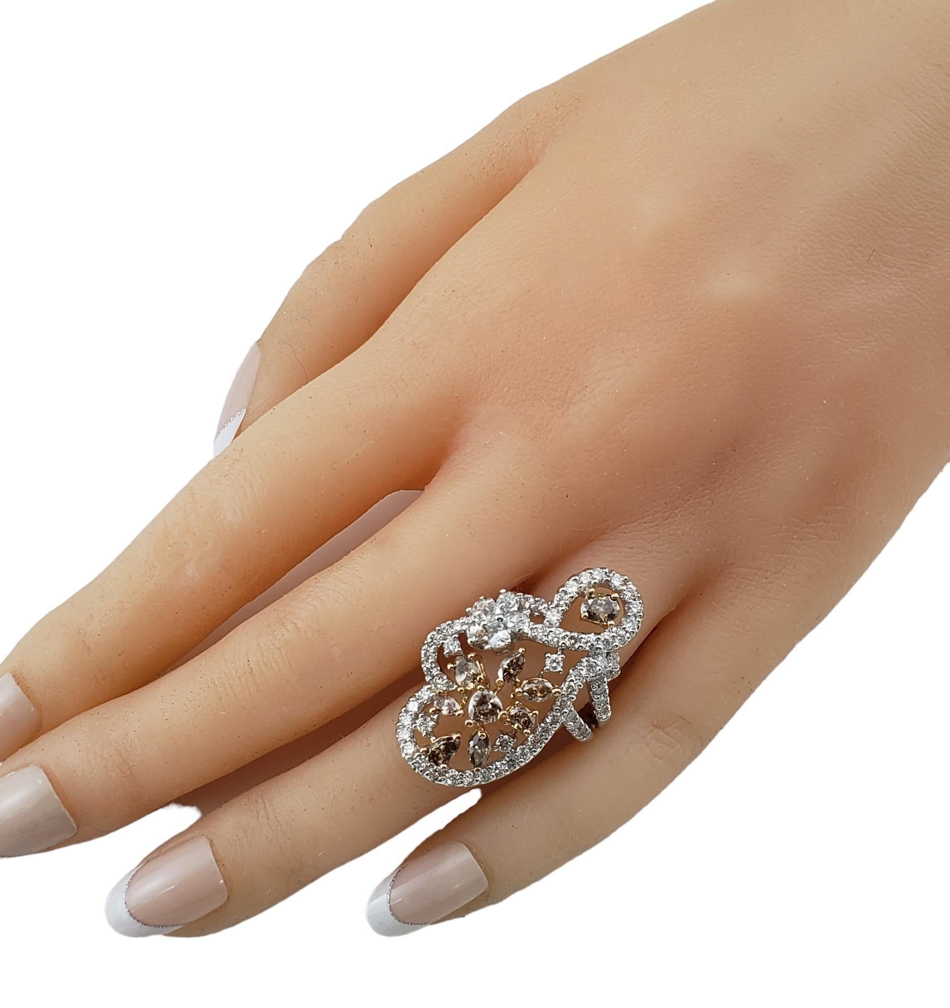 18K White Gold White & Champagne Diamond Ring Size 6.5 #15911 For Sale 1