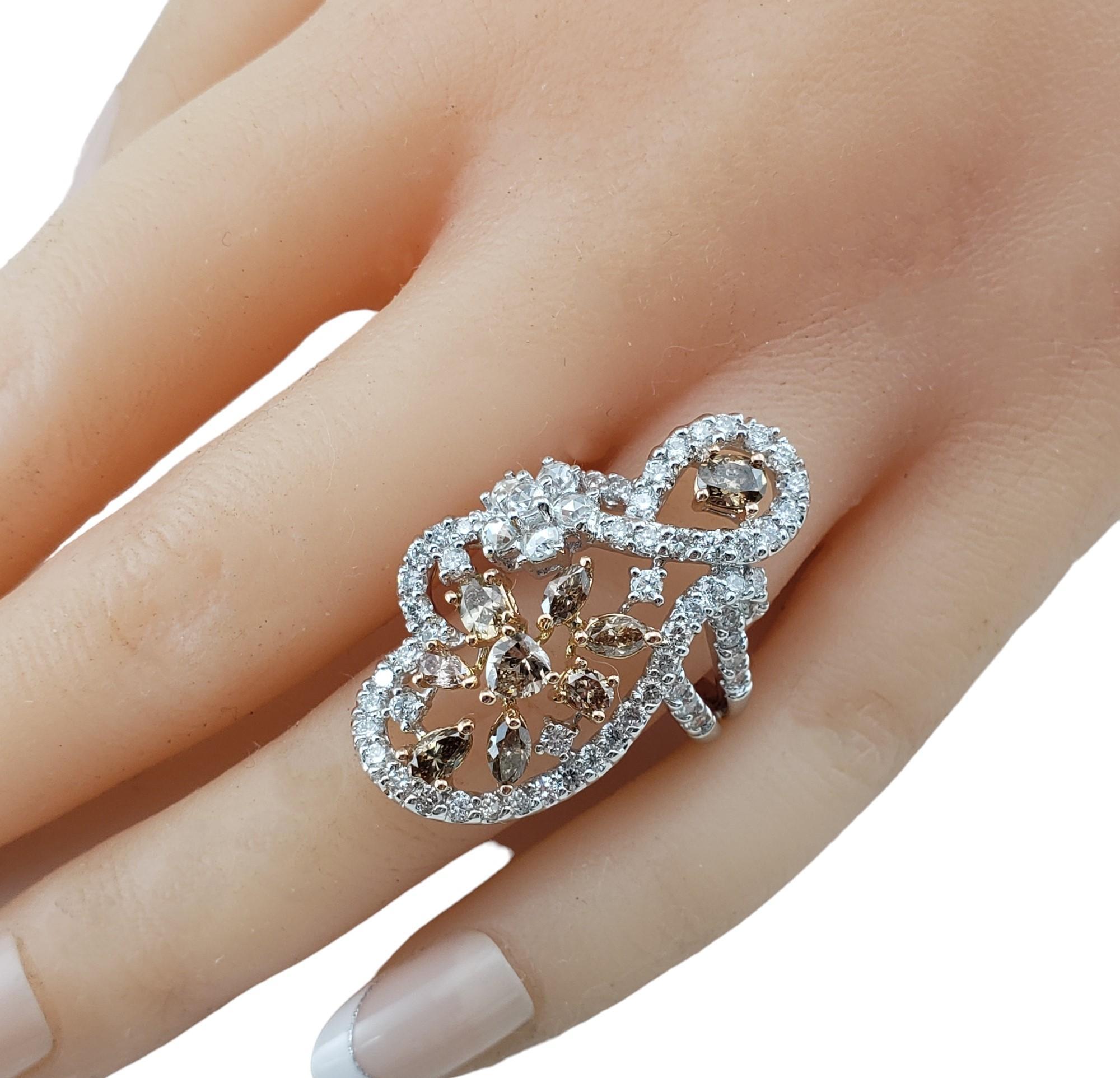 18K White Gold White & Champagne Diamond Ring Size 6.5 #15911 For Sale 2