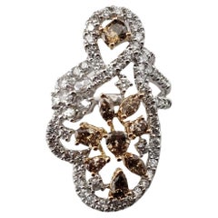 18K White Gold White & Champagne Diamond Ring Size 6.5 #15911