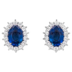 18k White Gold, White Diamonds and 1.09ct Sapphires Stud Earrings 18k White Gold, White Diamonds and 1.09ct Sapphires Stud Earrings
