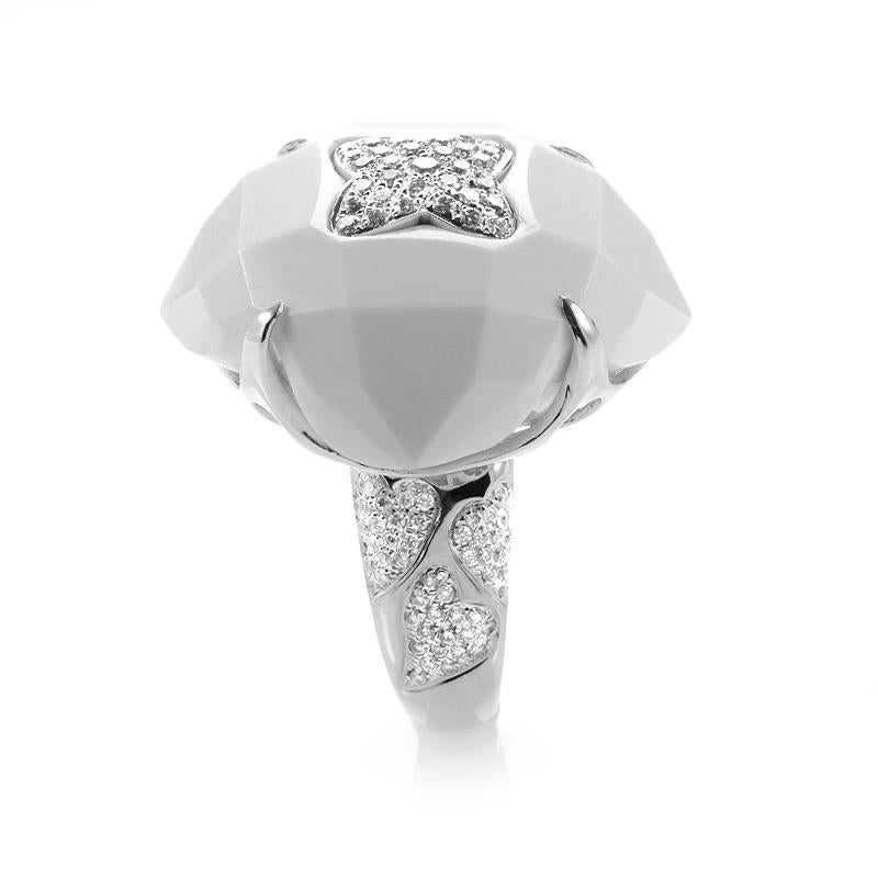 Women's 18 Karat White Gold White Onyx and Diamond Ring CRR7815