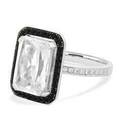 18K White Gold White Topaz, Sapphire and Diamond Ring