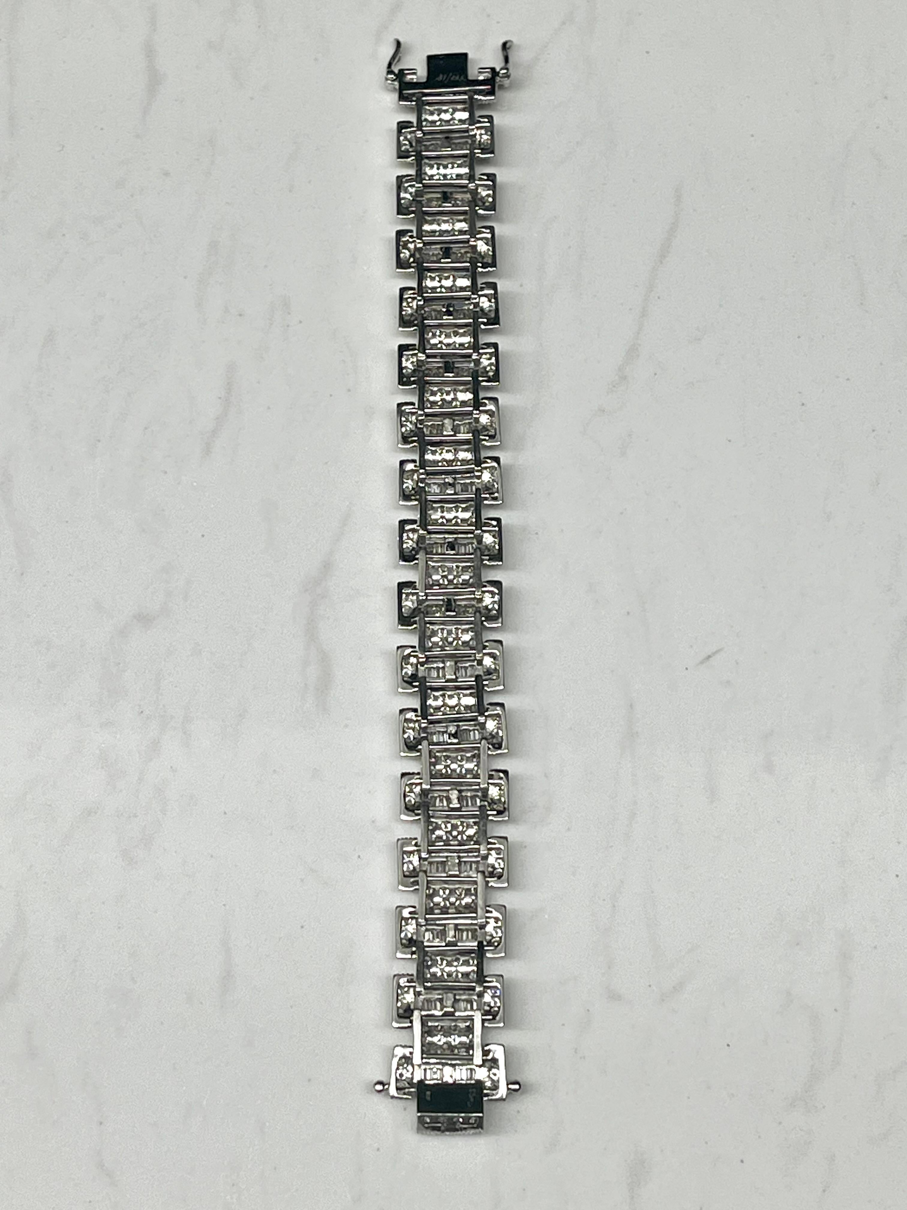 18K White Gold Wide Diamond Bracelet For Sale 2