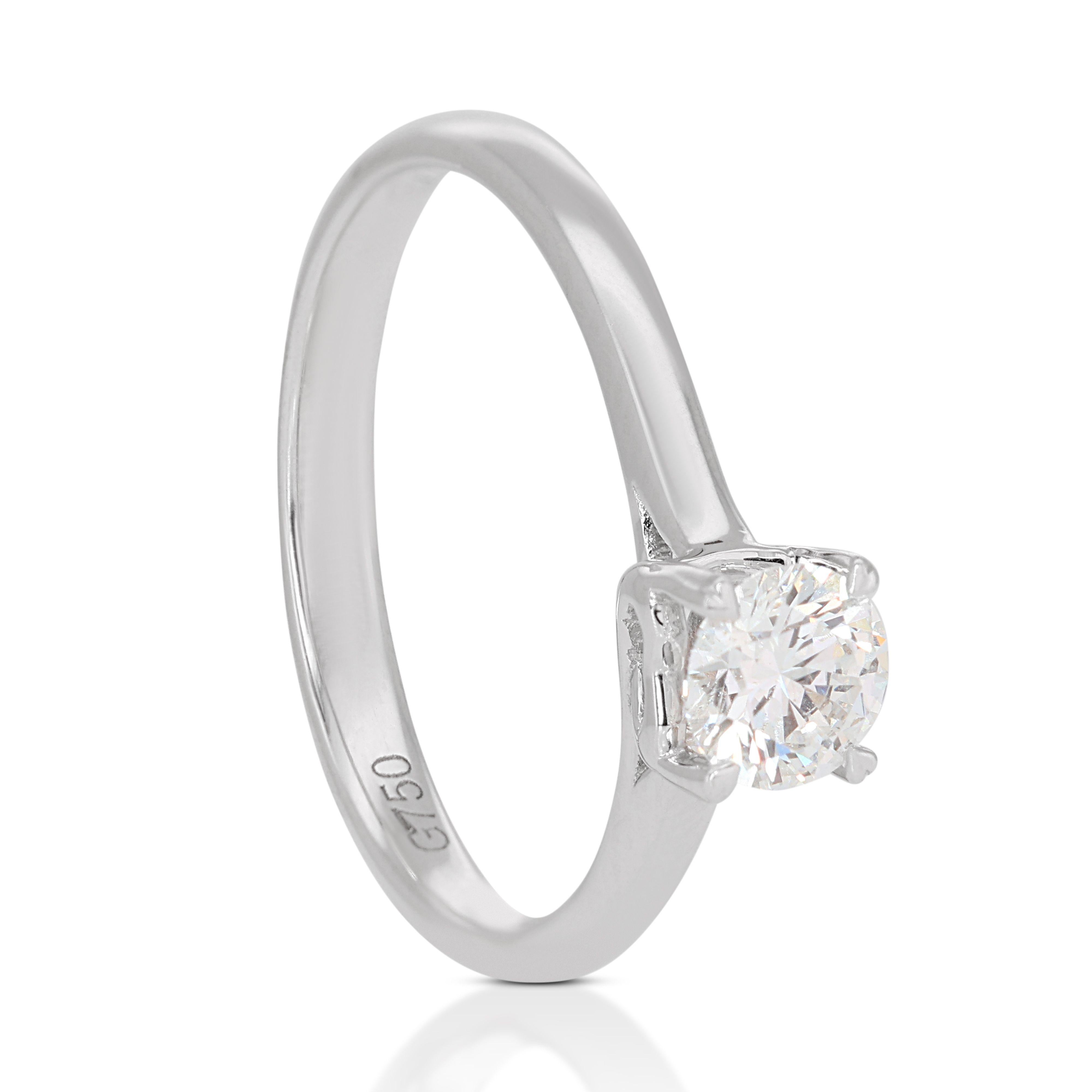 18K White Gold with 0.31ct D-Grade Diamond Solitaire Ring For Sale 3