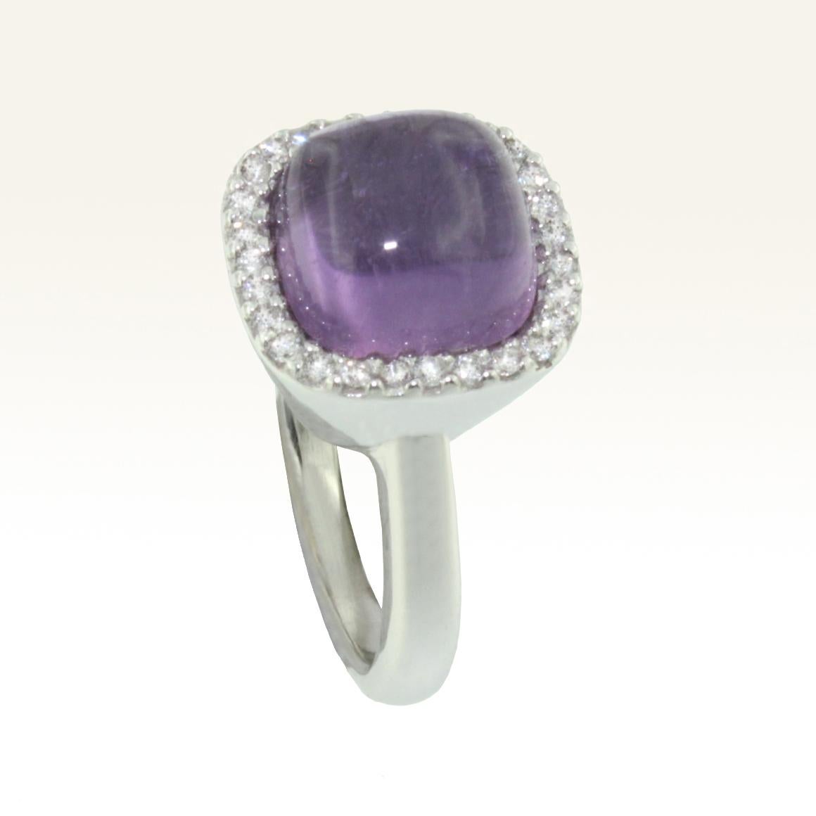 18 Karat White Gold with Amethyst and White Diamond Ring In New Condition For Sale In GALLARATE, IT