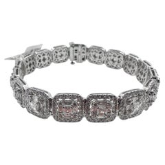 18k White Gold with Diamonds 10.09 Carat and 6.50" Bracelet. (New)
