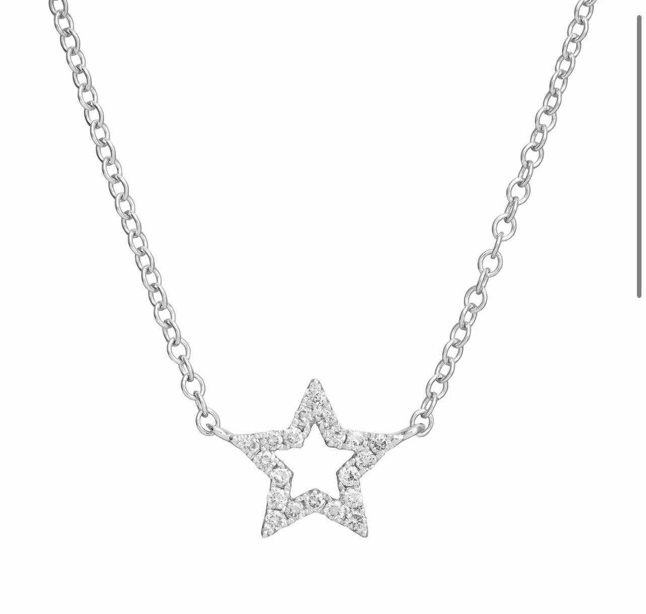 Moderno Collana con stella in oro bianco 18k e diamanti in vendita