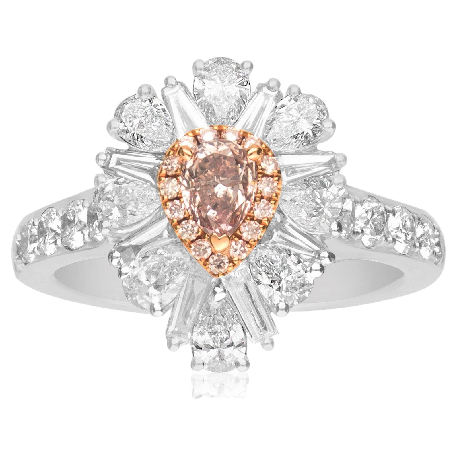 18K White Gold with Natural Fancy Brownish Diamond Ring (I1) For Sale