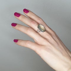 18k White Gold with Prasiolite and White Diamonds Ring