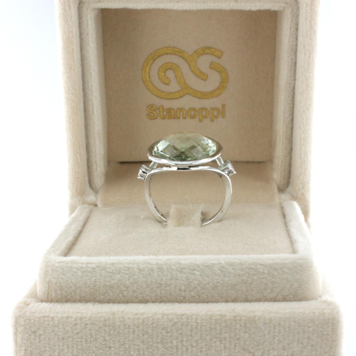 18k White Gold with Prasiolite and White Diamonds Ring In New Condition For Sale In GALLARATE, IT
