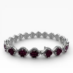 Bracciale in oro bianco 18k con rubini da 6,17 carati e 6,75 pollici. (Nuovo)