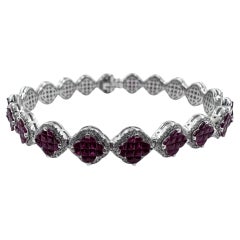 Bracciale in oro bianco 18k con rubini da 6,17 carati e 6,75 pollici. (Nuovo)