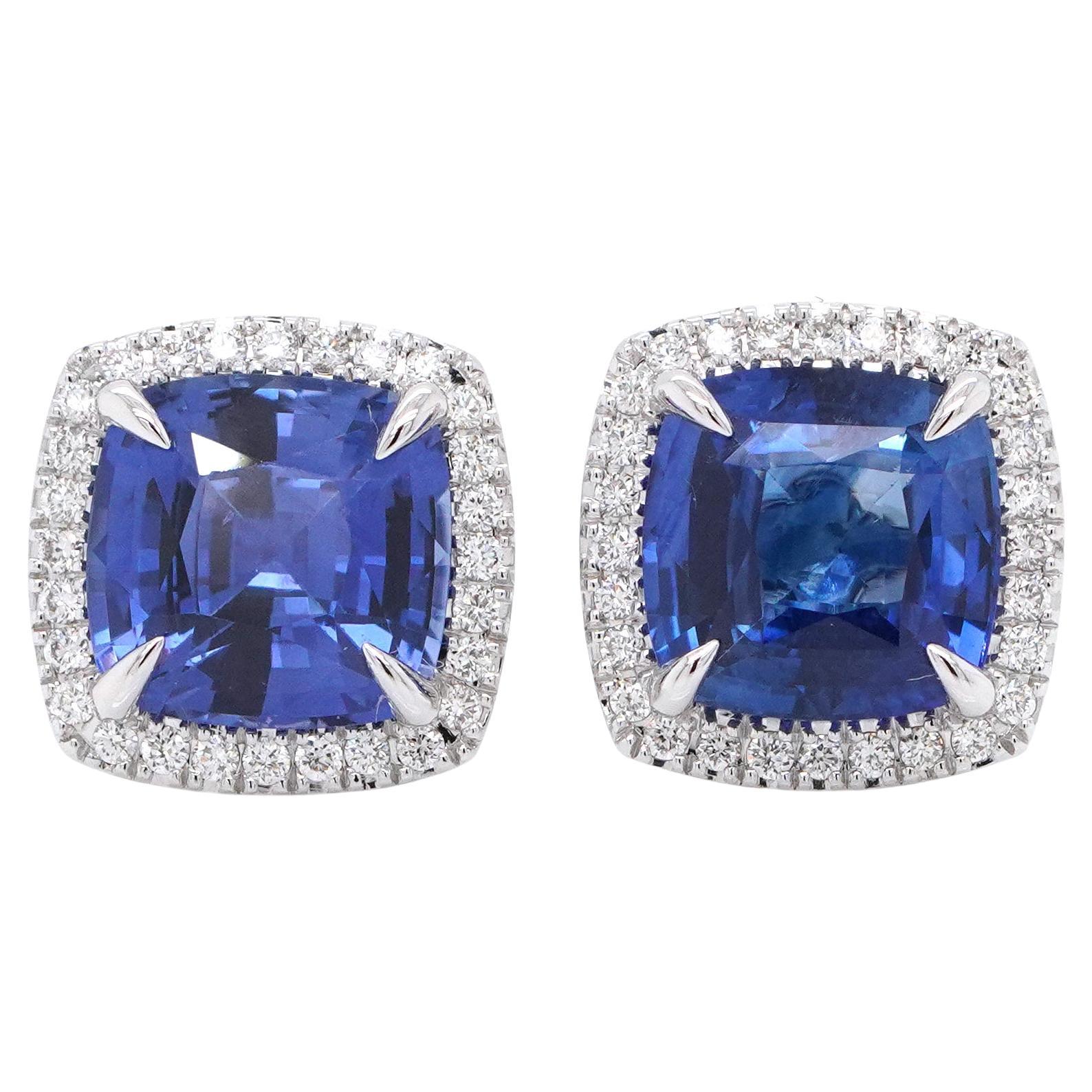 18K White Gold With Sapphire Earrings 4.06 ct. pave setting