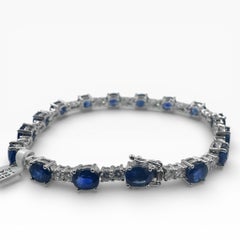 Bracciale in oro bianco 18k con zaffiri da 16,00 carati e 6,75". (Nuovo)