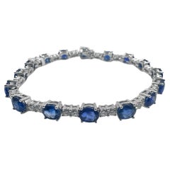 Bracciale in oro bianco 18k con zaffiri da 16,00 carati e 6,75". (Nuovo)
